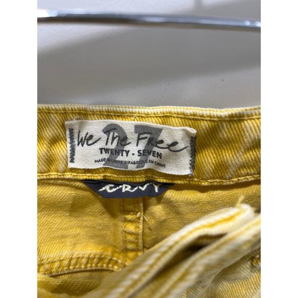Free People CRVY Anytime Anywhere Denim Shorts in Sultana Yellow Sz 27 - Picture 3 of 5